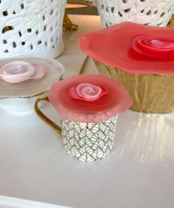 Inspire Me! Home Decor KITCHEN Silicone Rose Mug Lids (Set Of 2)
