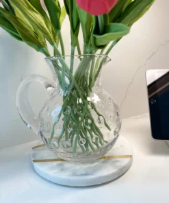 Inspire Me! Home Decor Round Marble Tray With Asymmetrical Inlay (2 Sizes)