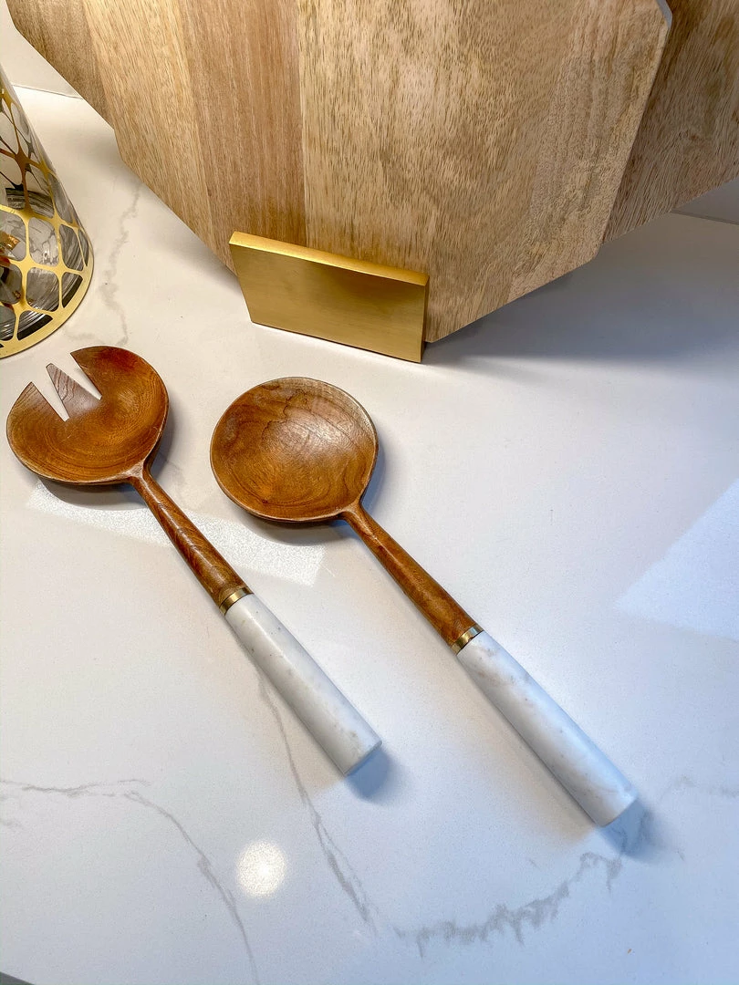 Inspire Me! Home Decor Wood Servers W/ Marble Handle KITCHEN 3 Inspire Me! Home Decor Wood Servers W/ Marble Handle KITCHEN