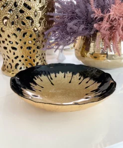Inspire Me! Home Decor Black Dipped Large Gold Bowl