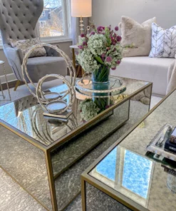 Inspire Me! Home Decor Large Round Glass Tray With Silver Handles And Ruffled Edge