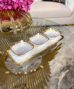 Inspire Me! Home Decor 3 Square Snack Bowls W/Tray Set Gold 10 Inspire Me! Home Decor 3 Square Snack Bowls W/Tray Set Gold