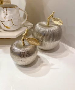Inspire Me! Home Decor Silver And Gold Apple Shaped Snack Jar (2 Sizes)