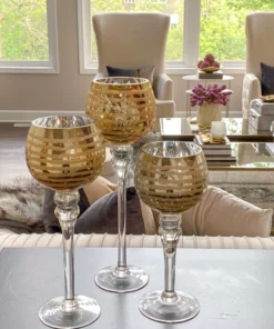 Inspire Me! Home Decor Gold Detailed Goblet Set Of 3