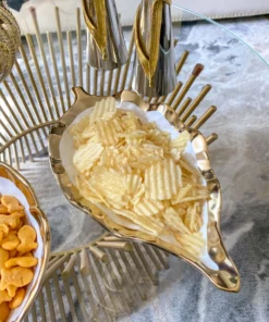 Inspire Me! Home Decor Porcelain Leaf Bowl With Gold Edge