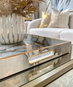 Inspire Me! Home Decor Marble Tray With Gold Edges And Metallic Marble Pattern (2 Sizes) 12 Inspire Me! Home Decor Marble Tray With Gold Edges And Metallic Marble Pattern (2 Sizes)