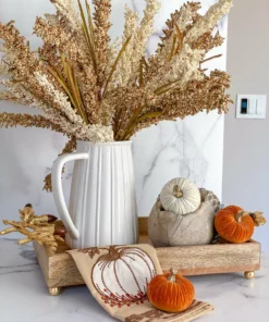 Inspire Me! Home Decor Mini Cream Velvet Decorative Pumpkin