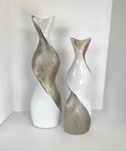 Inspire Me! Home Decor Silver And White Twisted Vase (2 Sizes)