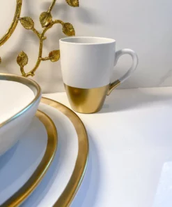Inspire Me! Home Decor Gold And White 4 Piece Place Setting