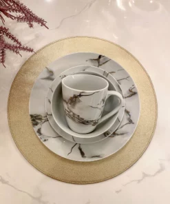 Inspire Me! Home Decor KITCHEN Metallic Marbled 16 Piece Dinner Set