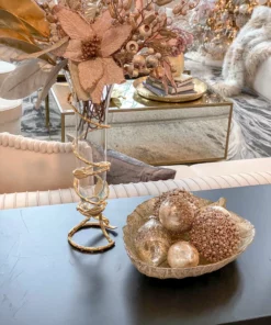 Inspire Me! Home Decor Glass And Metal Spiral Leaf Vase - Gold