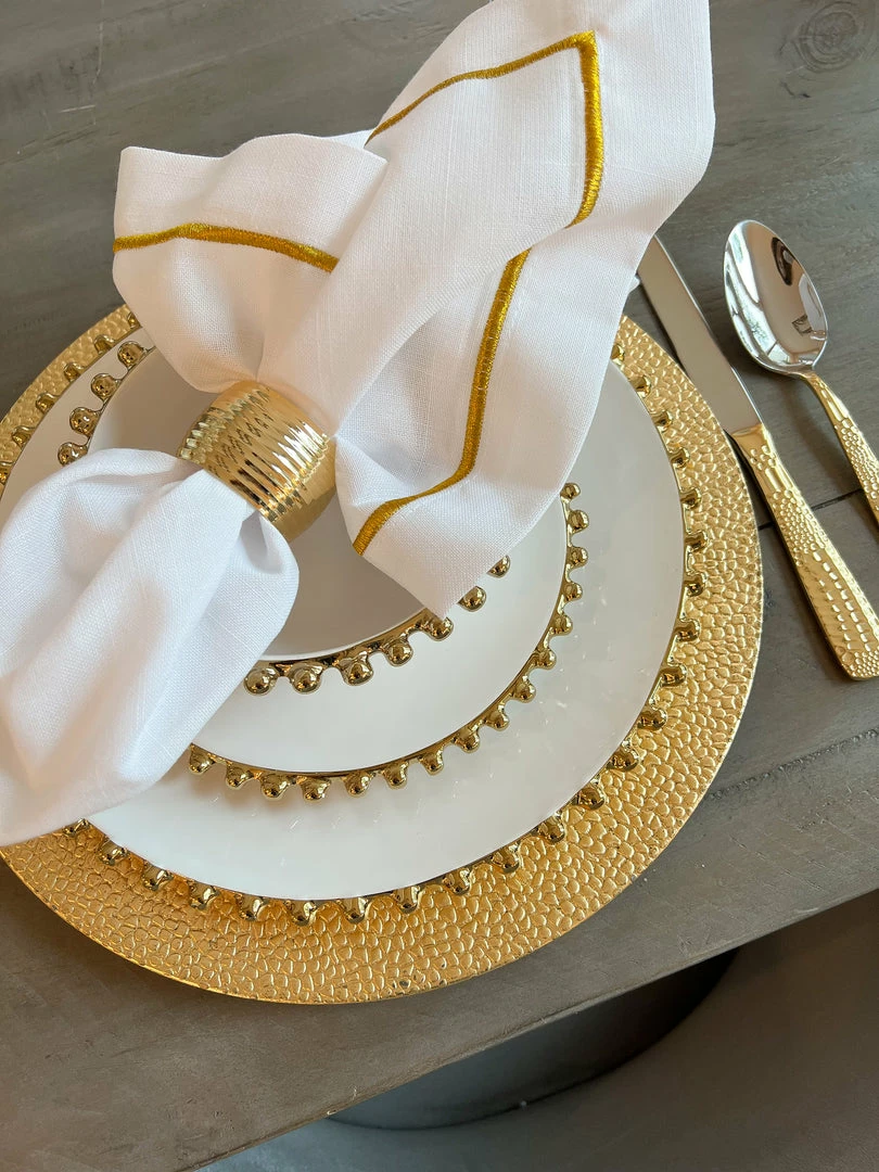 Inspire Me! Home Decor White And Gold Beaded Dinner Set 10 Inspire Me! Home Decor White And Gold Beaded Dinner Set