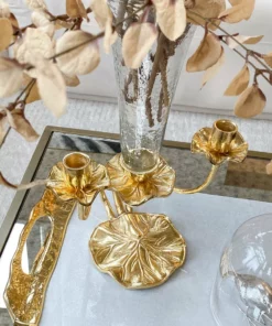 Inspire Me! Home Decor Gold Lotus Vase & Candle Holder