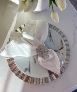 Inspire Me! Home Decor Silver Ripple Charger Plate