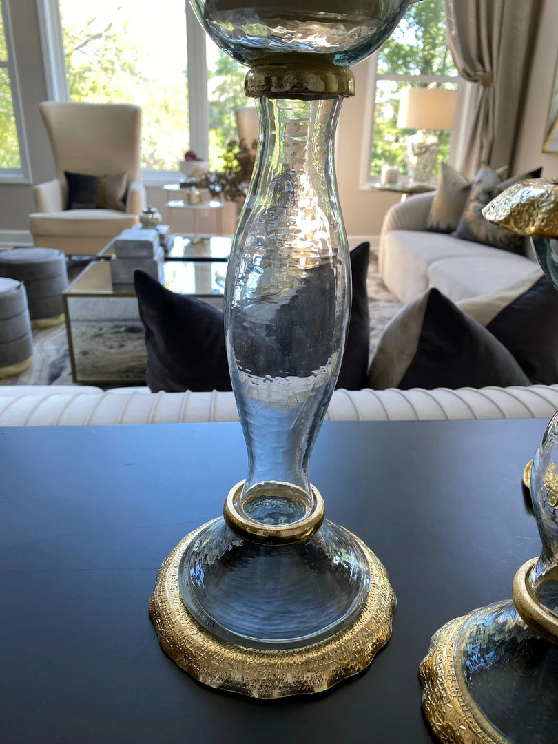 Inspire Me! Home Decor Glass Candle Holders With Gold Ruffle Detail (2 Sizes) 9 Inspire Me! Home Decor Glass Candle Holders With Gold Ruffle Detail (2 Sizes)