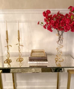 Inspire Me! Home Decor Glass And Metal Spiral Leaf Vase - Gold