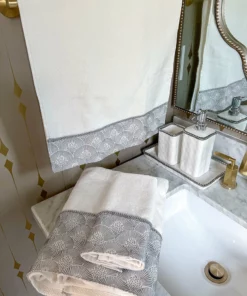 Inspire Me! Home Decor White & Silver Beaded Vanity Collection (3 Items) Each Sold Indiviually