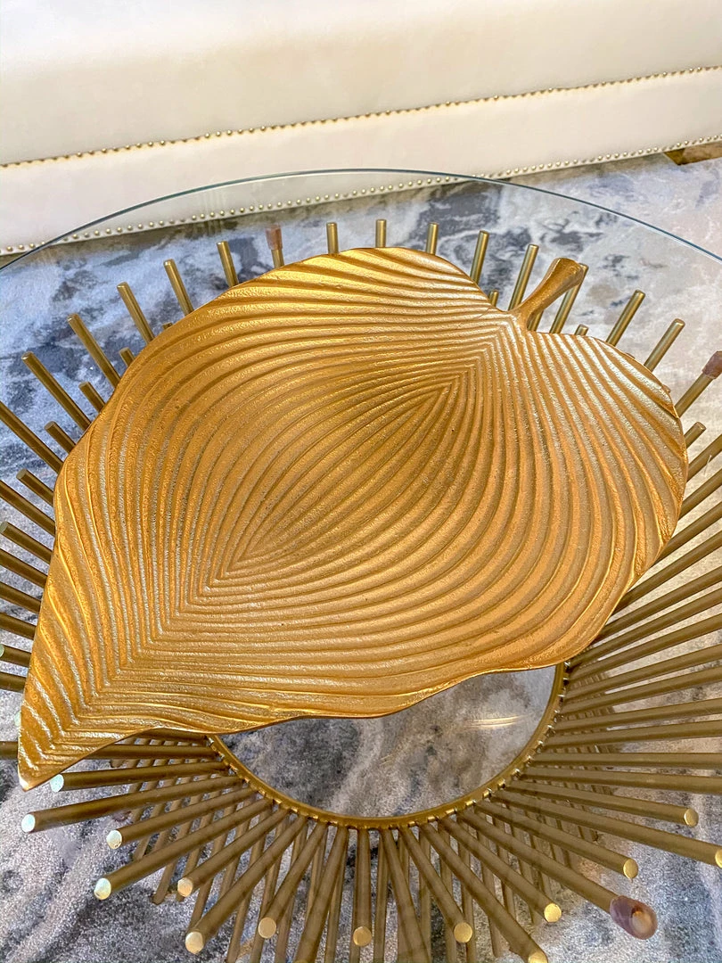 Inspire Me! Home Decor Large Gold Engraved Leaf Tray 5 Inspire Me! Home Decor Large Gold Engraved Leaf Tray