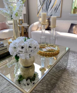 Inspire Me! Home Decor Glass Candle Holder With Gold Metal Floral Details (2 Sizes)