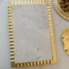 Inspire Me! Home Decor Gold Large Rectangle Marble Tray With Ripple Edge (2 Colors)