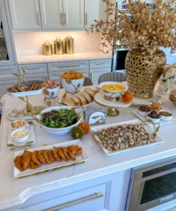 Inspire Me! Home Decor White Ceramic Bowl With Gold Leaf Details And Base (2 Sizes)