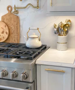 Inspire Me! Home Decor Marble Utensil Holder With Gold Band