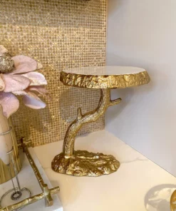 Inspire Me! Home Decor White Enameled Gold Tree Branch Cake Stand