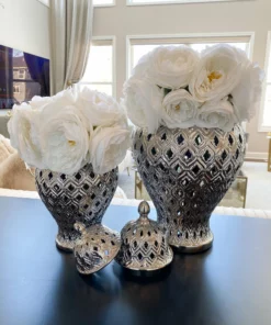 Inspire Me! Home Decor Large Silver Bulbed Ginger Jar