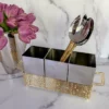 Inspire Me! Home Decor Silver And Gold Metal 3 Section Silverware Holder 1 Inspire Me! Home Decor Silver And Gold Metal 3 Section Silverware Holder