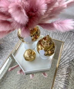 Inspire Me! Home Decor Pearlized Hexagon Trays With Gold Handles (2 Sizes)