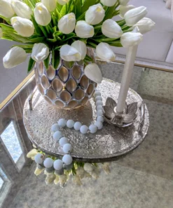 Inspire Me! Home Decor Silver Lotus Flower Candle Holder