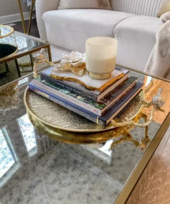 Inspire Me! Home Decor Large Gold Hammered Decorative Tray With Silver Birds