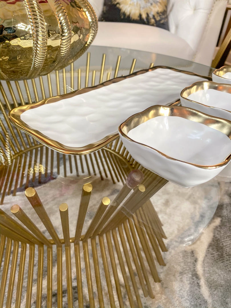 Inspire Me! Home Decor 3 Square Snack Bowls W/Tray Set Gold 7 Inspire Me! Home Decor 3 Square Snack Bowls W/Tray Set Gold