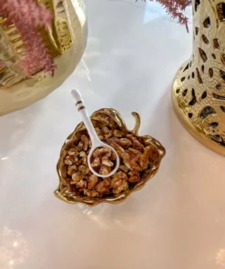 Inspire Me! Home Decor Gold Leaf Snack Bowl And Spoon Set 11 Inspire Me! Home Decor Gold Leaf Snack Bowl And Spoon Set