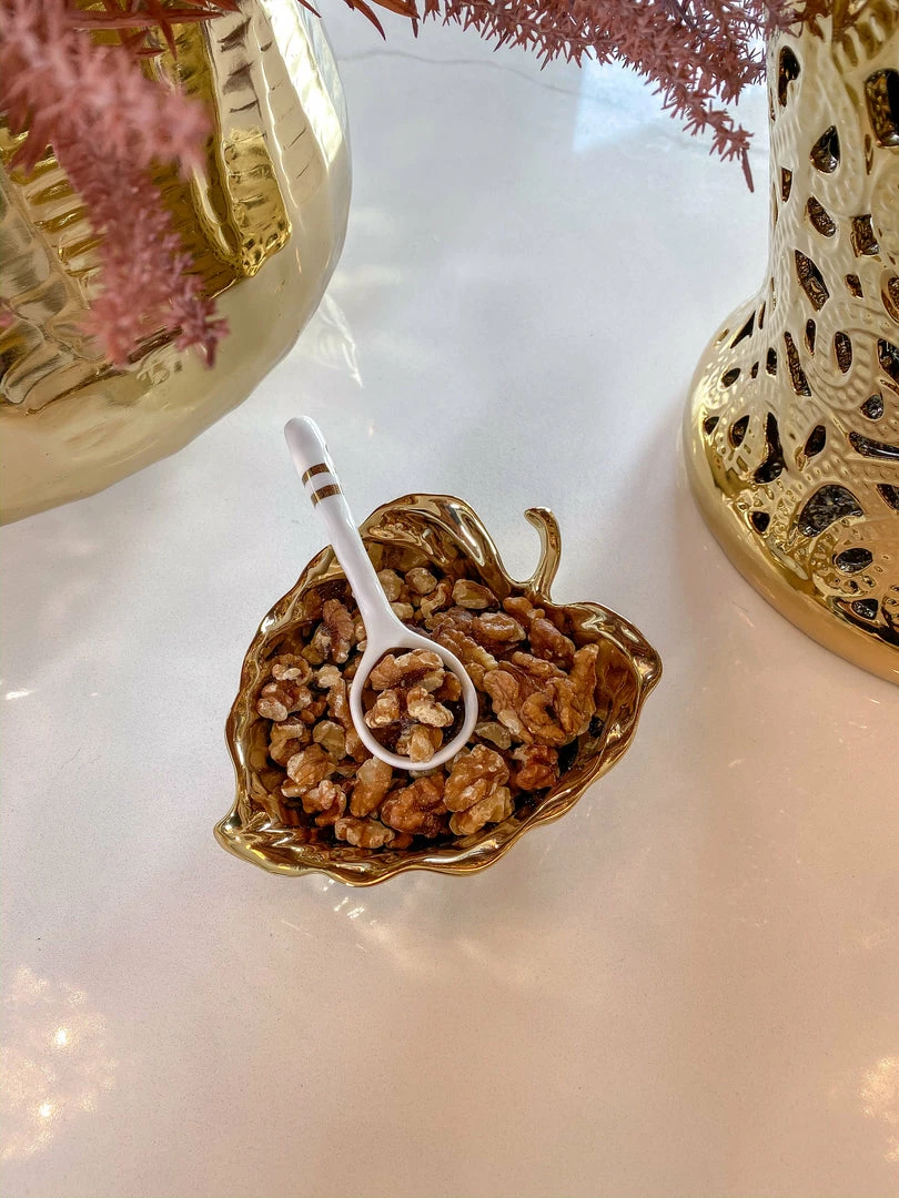 Inspire Me! Home Decor Gold Leaf Snack Bowl And Spoon Set 6 Inspire Me! Home Decor Gold Leaf Snack Bowl And Spoon Set