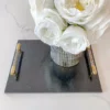 Inspire Me! Home Decor Black Marble Tray W/ Coil Handles And Knife