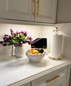 Inspire Me! Home Decor White Ceramic Pitcher With White And Gold Handle