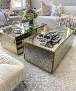 Inspire Me! Home Decor Large Round Glass Tray With Silver Handles And Ruffled Edge