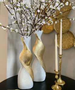 Inspire Me! Home Decor Gold And White Twisted Vase (2 Sizes)