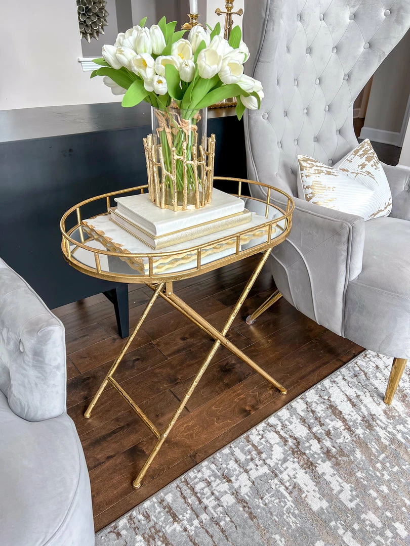 Inspire Me! Home Decor Gold Oval Accent Table With Mirror Top 3 Inspire Me! Home Decor Gold Oval Accent Table With Mirror Top