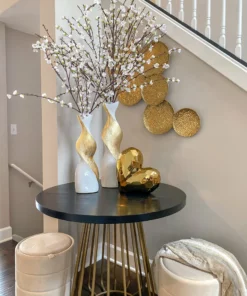 Inspire Me! Home Decor Gold And White Twisted Vase (2 Sizes)