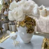 Inspire Me! Home Decor Gold Cascading Floral And White Vase