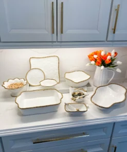 Inspire Me! Home Decor Gold And White Beaded Square Platter 10 Inspire Me! Home Decor Gold And White Beaded Square Platter