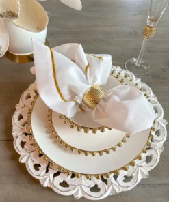 Inspire Me! Home Decor White And Gold Beaded Dinner Set 13 Inspire Me! Home Decor White And Gold Beaded Dinner Set