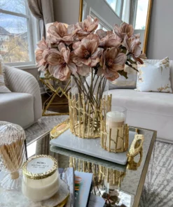 Inspire Me! Home Decor Glass Hurricane/Faux Floral Vase With Gold Twig Design (3 Sizes) 18 Inspire Me! Home Decor Glass Hurricane/Faux Floral Vase With Gold Twig Design (3 Sizes)