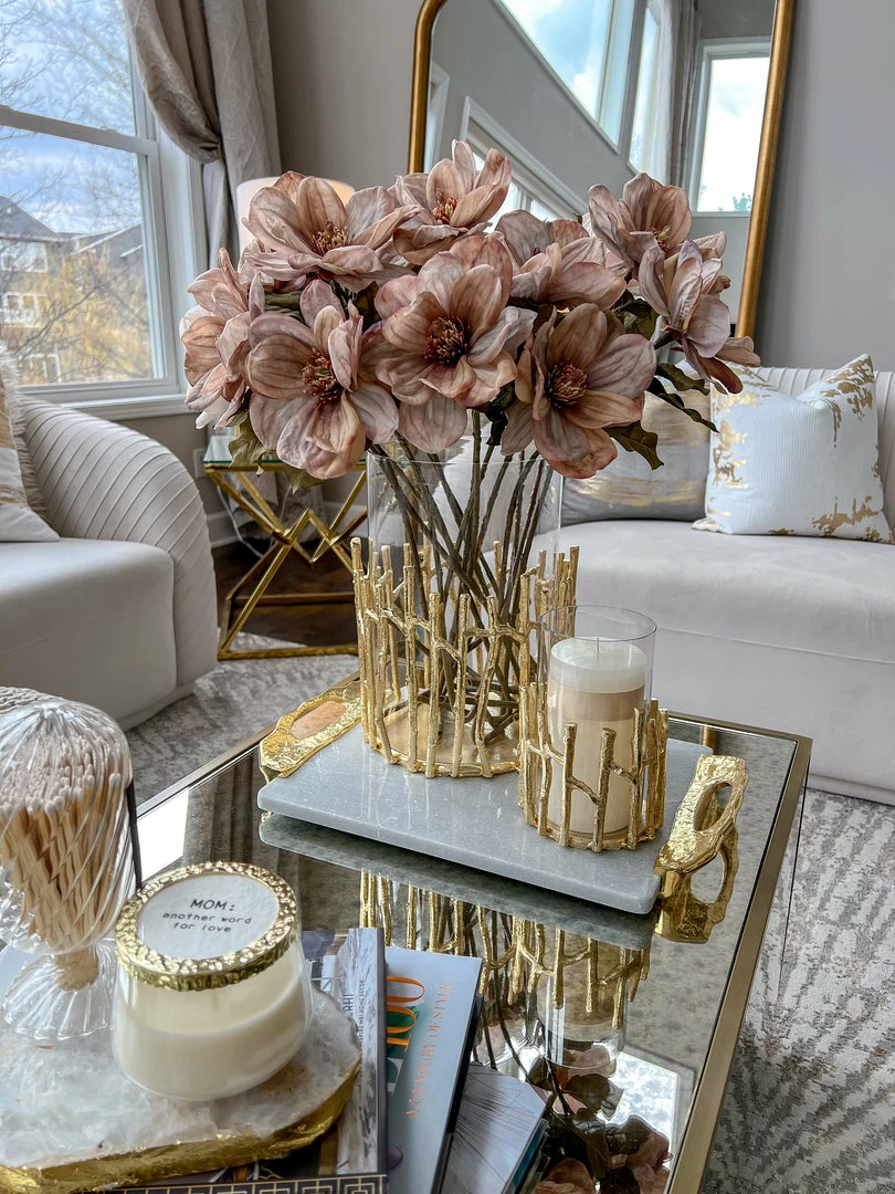 Inspire Me! Home Decor Glass Hurricane/Faux Floral Vase With Gold Twig Design (3 Sizes) 7 Inspire Me! Home Decor Glass Hurricane/Faux Floral Vase With Gold Twig Design (3 Sizes)