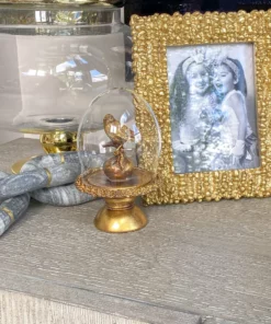 Inspire Me! Home Decor Golden Bird In Glass Cloche