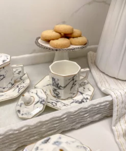 Inspire Me! Home Decor Gold Marbled Hexagon Espresso Tea Set Of 6