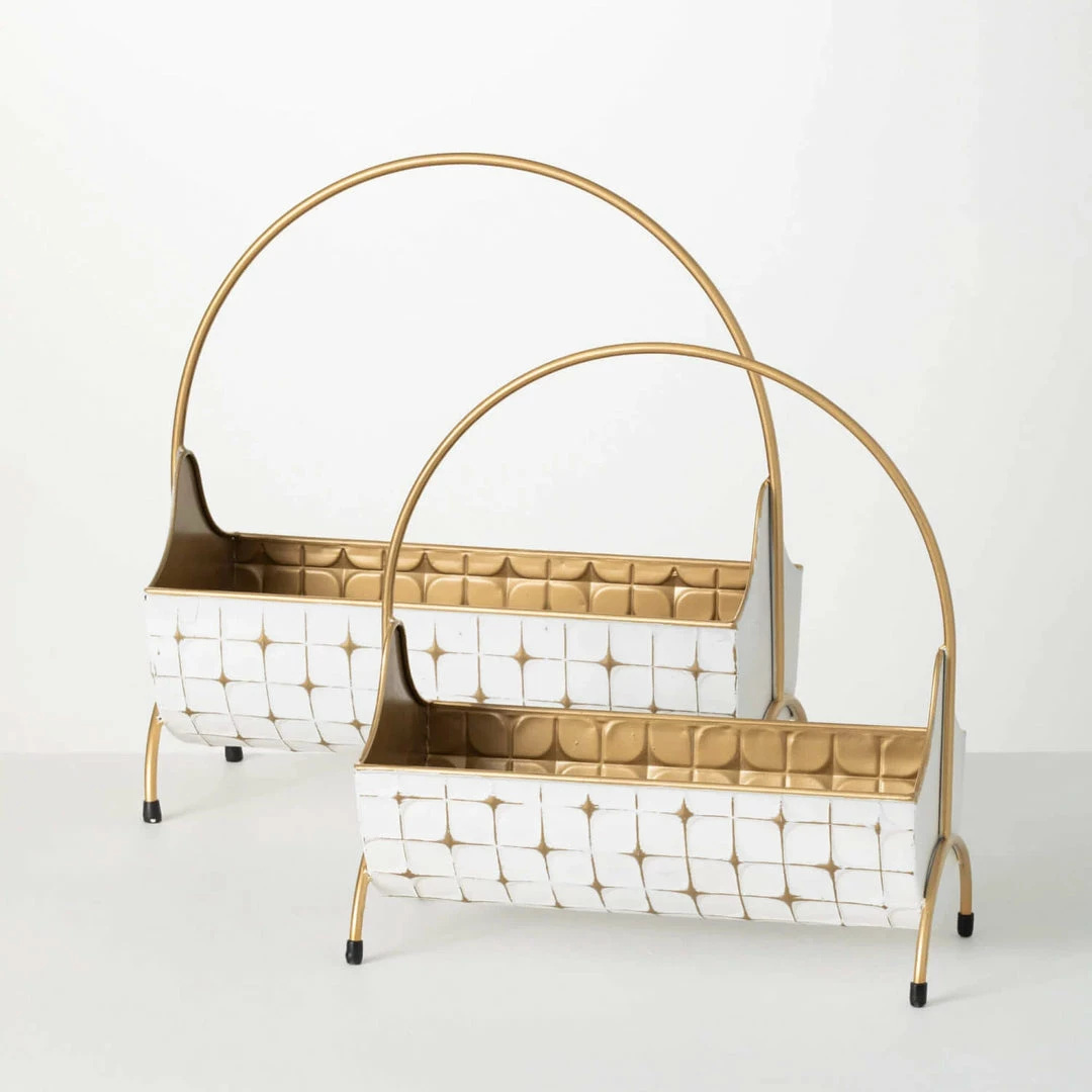 Inspire Me! Home Decor Indoor/Outdoor Gold And White Planters (2 Sizes) 4 Inspire Me! Home Decor Indoor/Outdoor Gold And White Planters (2 Sizes)